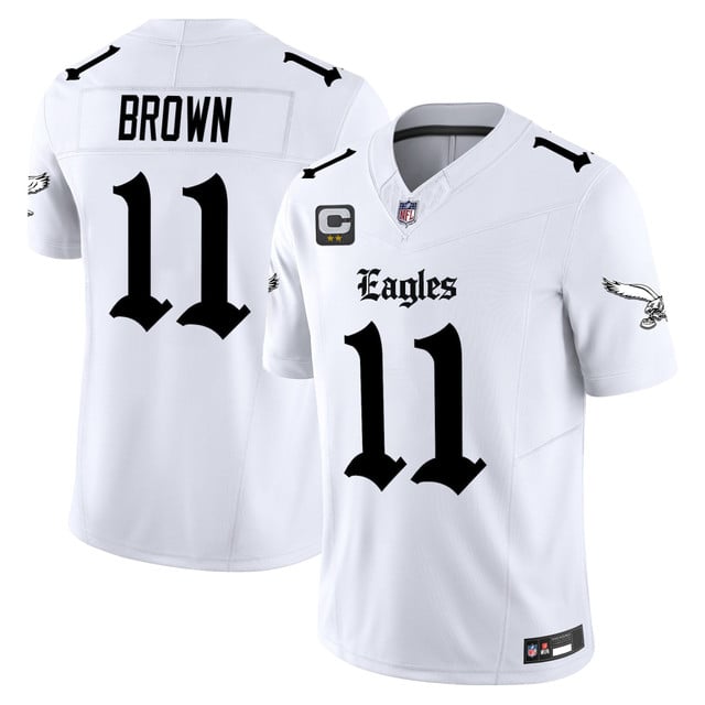 Men's Philadelphia Eagles 'Gothic Philly Edition' Vapor Limited Jersey white #11 A.J. Brown