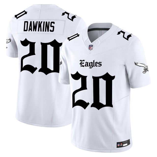 Men's Philadelphia Eagles 'Gothic Philly Edition' Vapor Limited Jersey white #20 Brian Dawkins