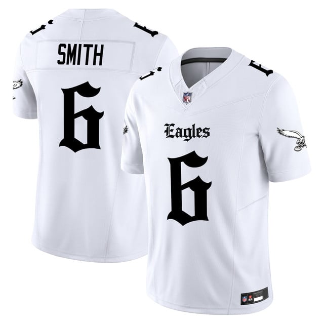Men's Philadelphia Eagles 'Gothic Philly Edition' Vapor Limited Jersey white #6 DeVonta Smith
