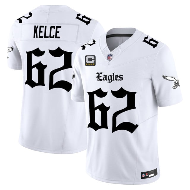 Men's Philadelphia Eagles 'Gothic Philly Edition' Vapor Limited Jersey white #62 Jason Kelce
