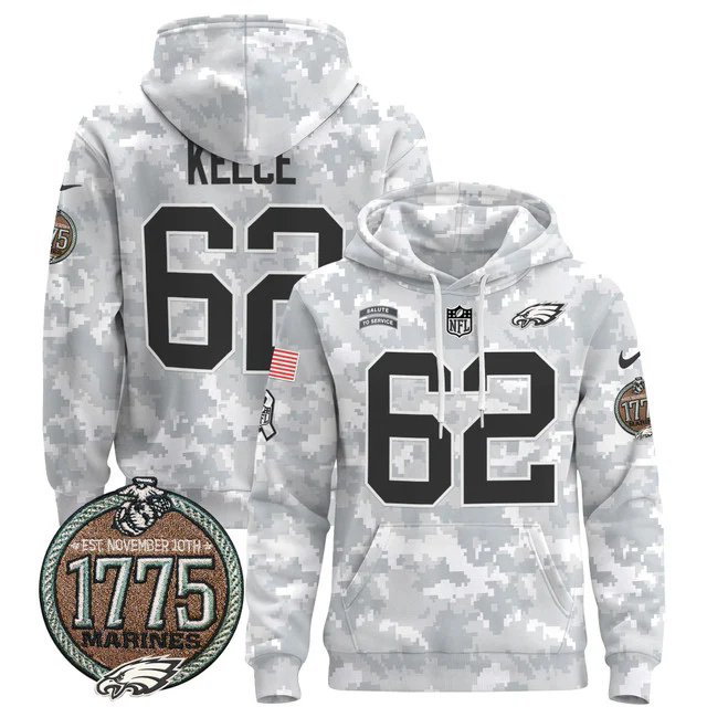 Men's Philadelphia Eagles 2024 Salute to Service Establishment Year Patch Pullover Hoodie #62 KELCE.webp