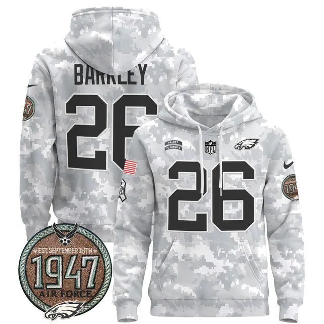 Men's Philadelphia Eagles 2024 Salute to Service Establishment Year Patch Pullover Hoodie AIR FORCE #26 BARKLEY.webp