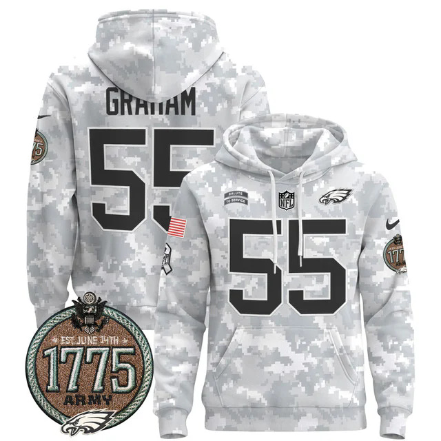 Men's Philadelphia Eagles 2024 Salute to Service Establishment Year Patch Pullover Hoodie ARMY #55 GRAHAM.webp