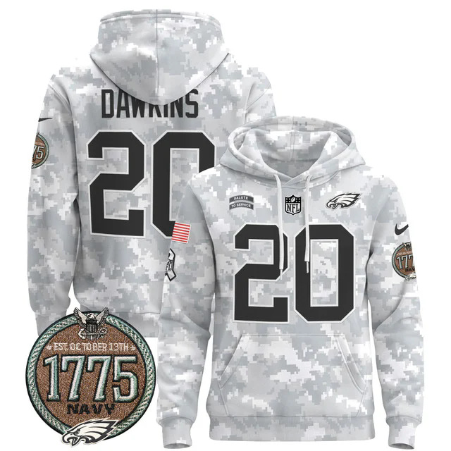 Men's Philadelphia Eagles 2024 Salute to Service Establishment Year Patch Pullover Hoodie NAVY #20 DAWKINS.webp