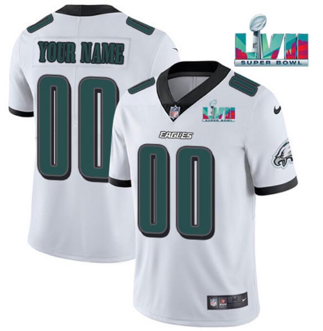 Men's Philadelphia Eagles ACTIVE PLAYER Custom White Super Bowl LVII Patch Vapor Untouchable Limited Stitched Jerseys