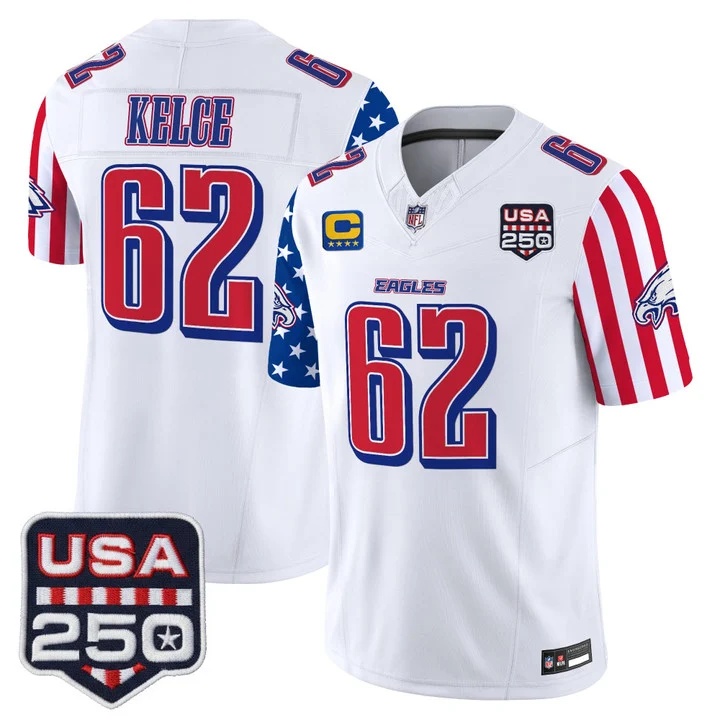 Men's Philadelphia Eagles America 250 Edition Vapor Limited Jersey #62 JASON KELCE
