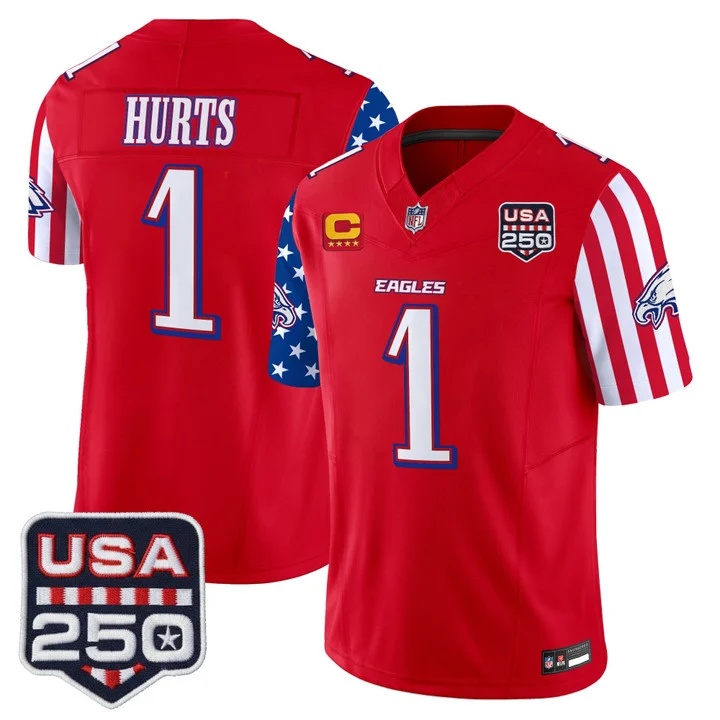 Men's Philadelphia Eagles America 250 Edition Vapor Limited Jersey RED #1 JALEN HURTS