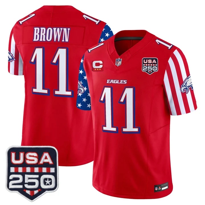 Men's Philadelphia Eagles America 250 Edition Vapor Limited Jersey RED #11 A.J. BROWN