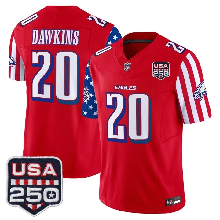 Men's Philadelphia Eagles America 250 Edition Vapor Limited Jersey RED #20 BRIAN DAWKINS
