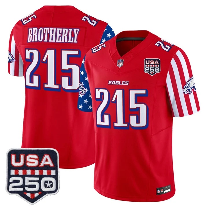 Men's Philadelphia Eagles America 250 Edition Vapor Limited Jersey RED #215 BROTHERLY