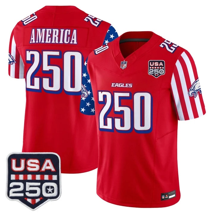 Men's Philadelphia Eagles America 250 Edition Vapor Limited Jersey RED #250 AMERICA