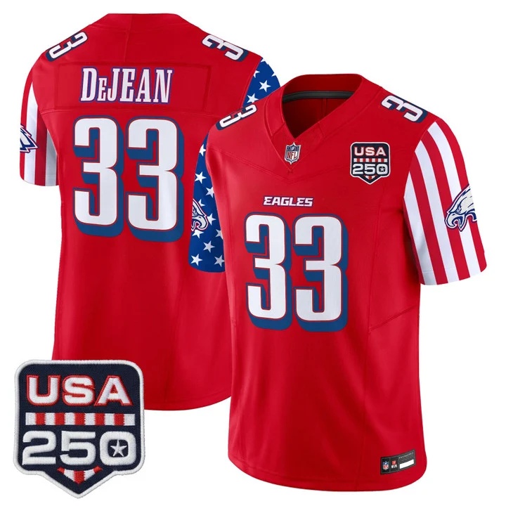 Men's Philadelphia Eagles America 250 Edition Vapor Limited Jersey RED #33 COOPER DEJEAN