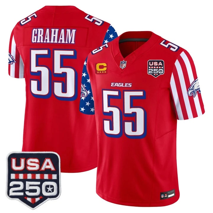 Men's Philadelphia Eagles America 250 Edition Vapor Limited Jersey RED #55 BRANDON GRAHAM