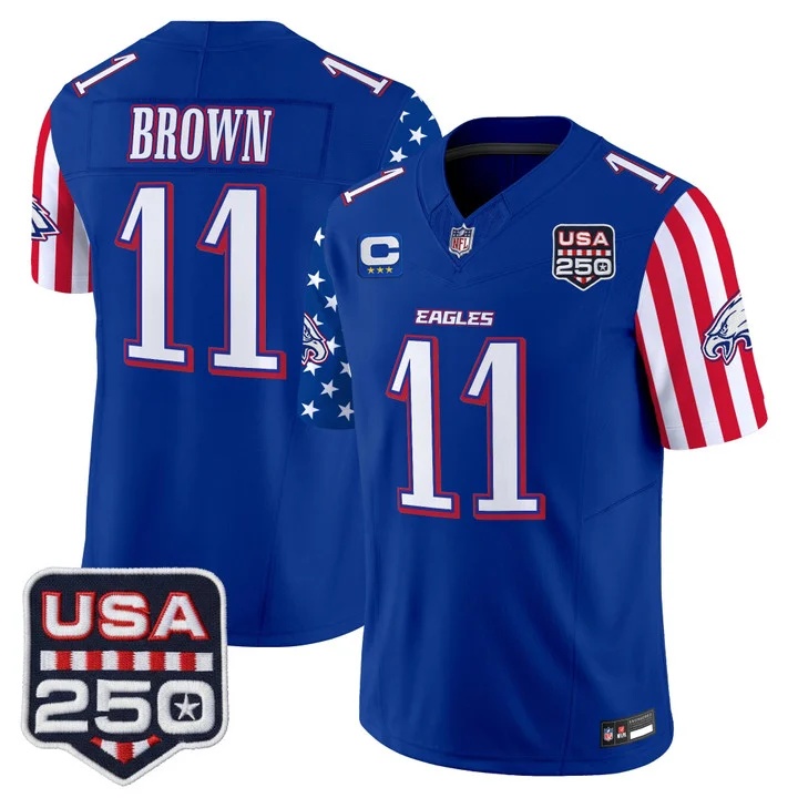 Men's Philadelphia Eagles America 250 Edition Vapor Limited Jersey ROYAL #11 A.J. BROWN