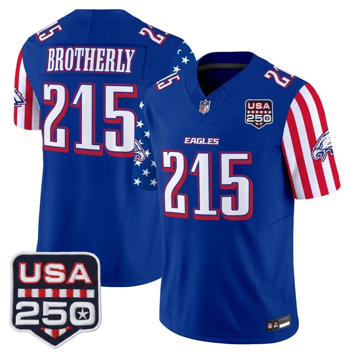 Men's Philadelphia Eagles America 250 Edition Vapor Limited Jersey ROYAL #215 BROTHERLY