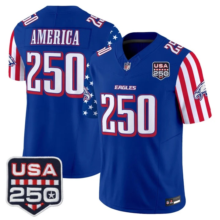 Men's Philadelphia Eagles America 250 Edition Vapor Limited Jersey ROYAL #250 AMERICA