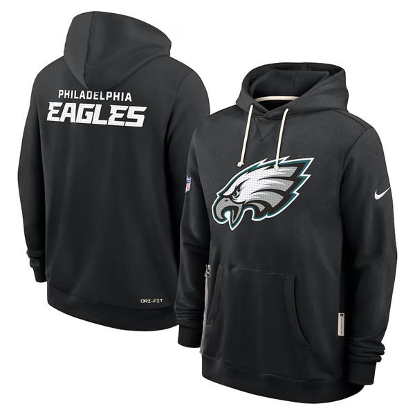 Men's Philadelphia Eagles Black Sideline Standard Issue Initial Home Dri-FIT Pullover Hoodie