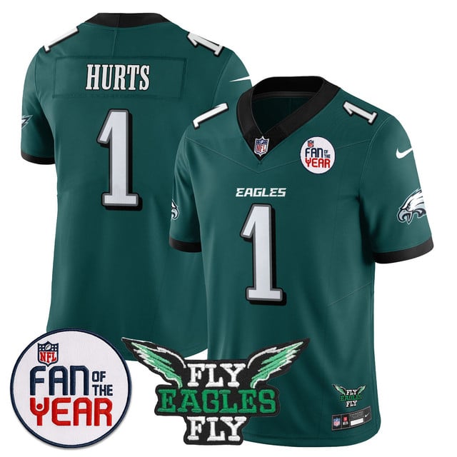 Men's Philadelphia Eagles Fan Of The Year Jersey green #1 Jalen Hurts