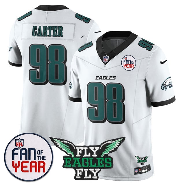Men's Philadelphia Eagles Fan Of The Year Jersey white #98 Jalen Carter