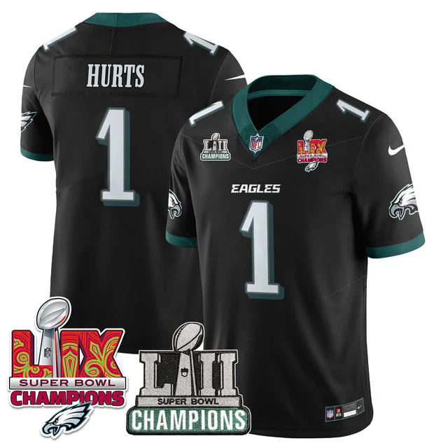Men's Philadelphia Eagles LII-LIX Super Bowl Champions Vapor Limited Jersey BLACK #1 HURTS.webp