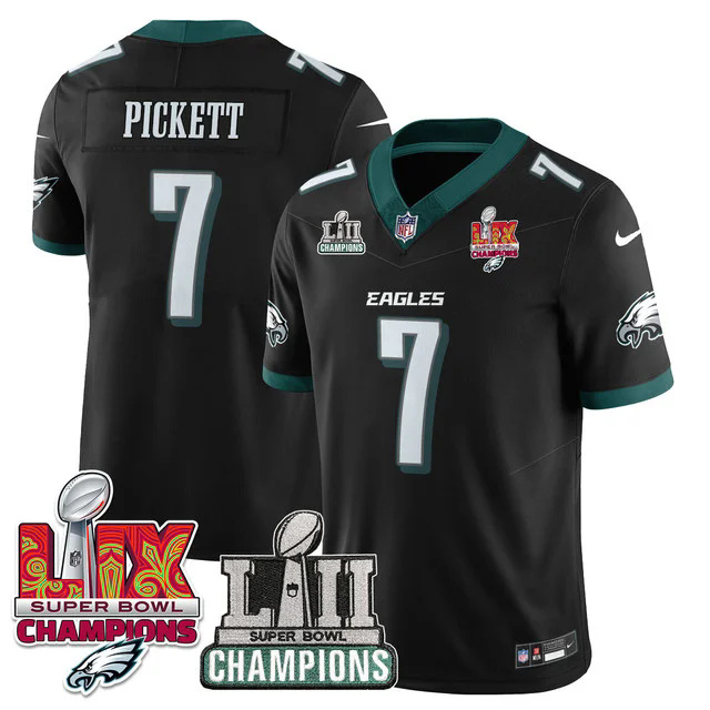 Men's Philadelphia Eagles LII-LIX Super Bowl Champions Vapor Limited Jersey BLACK #7 PICKETT.webp
