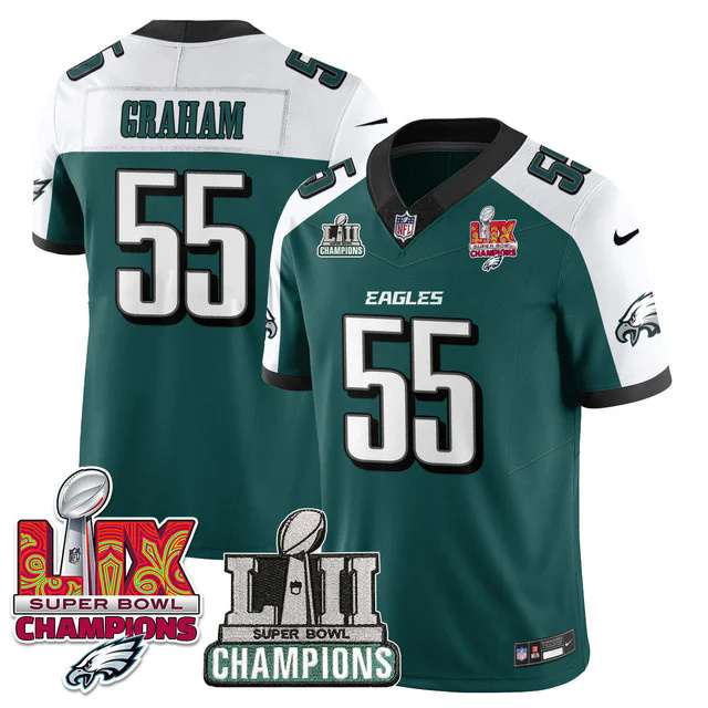 Men's Philadelphia Eagles LII-LIX Super Bowl Champions Vapor Limited Jersey GREEN #55 GRAHAM.webp