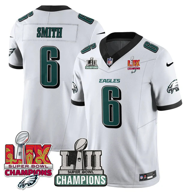Men's Philadelphia Eagles LII-LIX Super Bowl Champions Vapor Limited Jersey WHITE #6 SMITH.webp