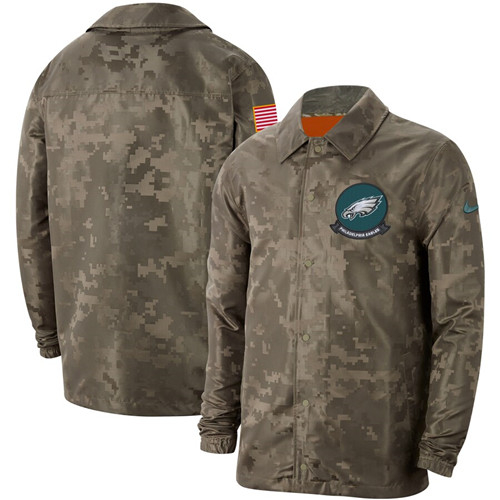 Men's Philadelphia Eagles Nike Camo 2019 Salute To Service Sideline Full Zip Lightweight Jacket