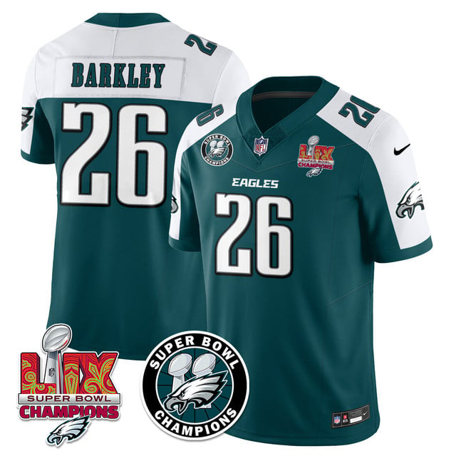 Men's Philadelphia Eagles Super Bowl LIX Champions Jersey ALTERNATE GREEN#26 SAQUON BARKLEY