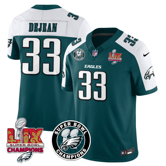 Men's Philadelphia Eagles Super Bowl LIX Champions Jersey ALTERNATE GREEN#33 COOPER DEJEAN