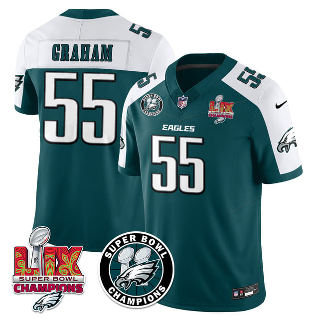 Men's Philadelphia Eagles Super Bowl LIX Champions Jersey ALTERNATE GREEN#55 BRANDON GRAHAM