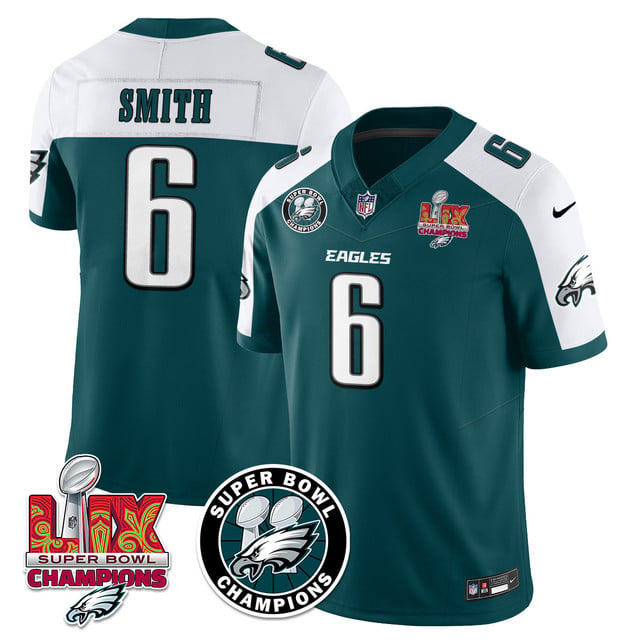 Men's Philadelphia Eagles Super Bowl LIX Champions Jersey ALTERNATE GREEN#6 DEVONTA SMITH