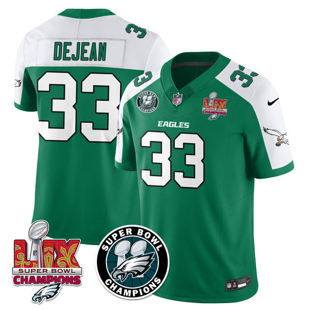 Men's Philadelphia Eagles Super Bowl LIX Champions Jersey ALTERNATE KELLY GREEN#33 COOPER DEJEAN