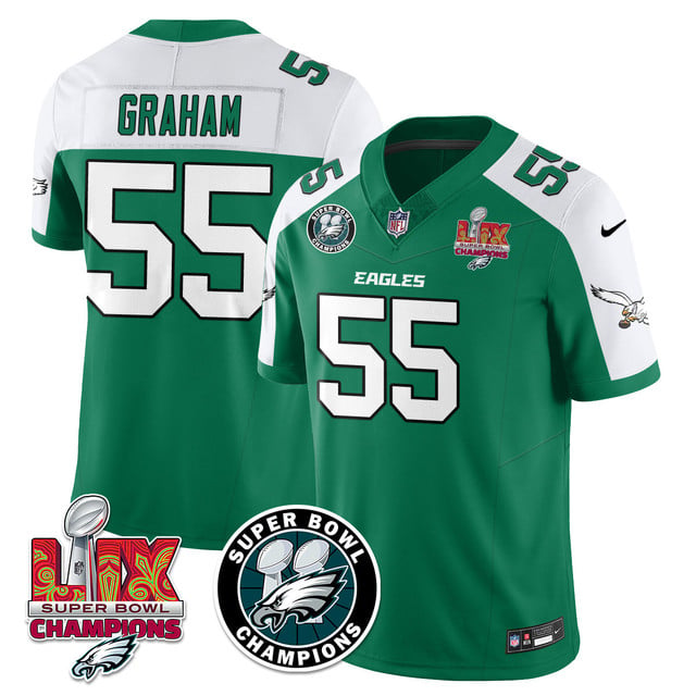 Men's Philadelphia Eagles Super Bowl LIX Champions Jersey ALTERNATE KELLY GREEN#55 BRANDON GRAHAM