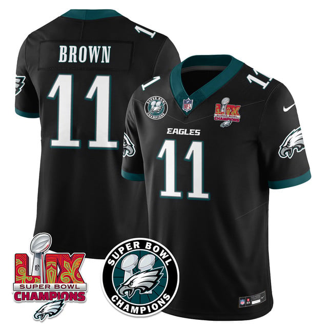 Men's Philadelphia Eagles Super Bowl LIX Champions Jersey BLACK#11 A.J. BROWN