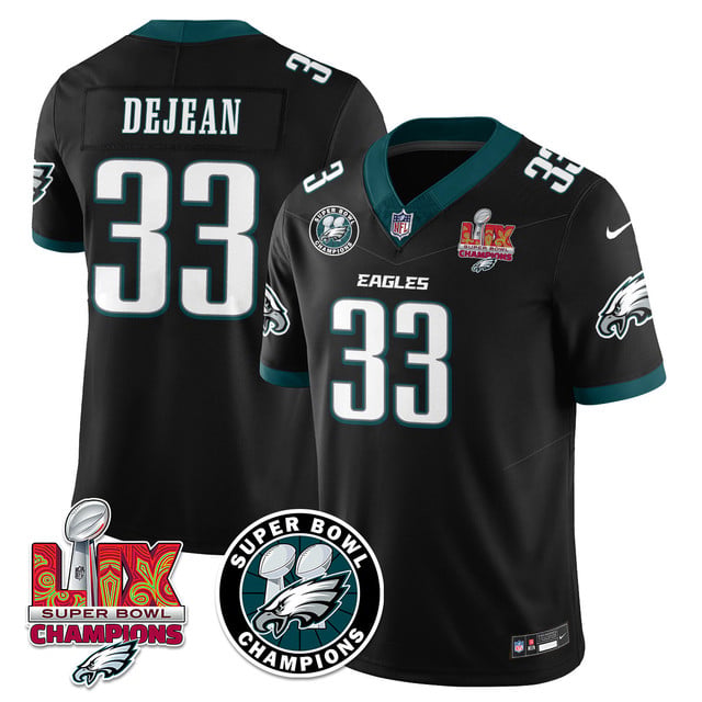 Men's Philadelphia Eagles Super Bowl LIX Champions Jersey BLACK#33 COOPER DEJEAN
