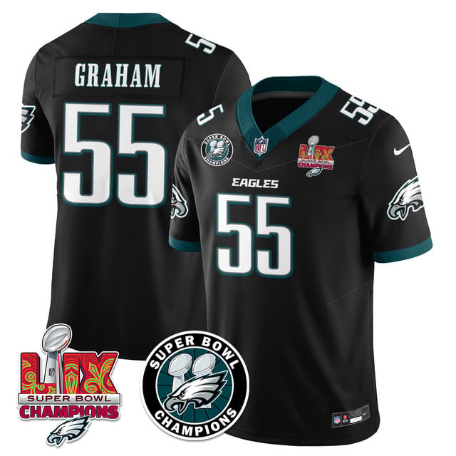 Men's Philadelphia Eagles Super Bowl LIX Champions Jersey BLACK#55 BRANDON GRAHAM