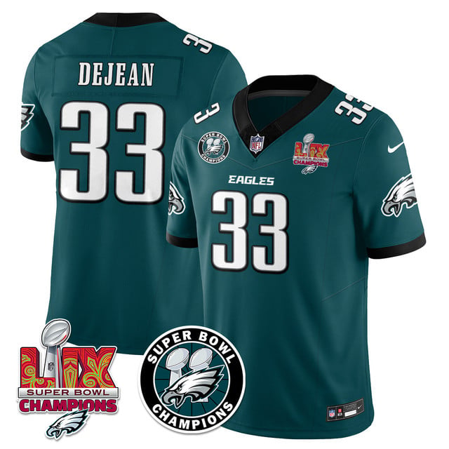Men's Philadelphia Eagles Super Bowl LIX Champions Jersey GREEN#33 COOPER DEJEAN