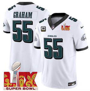 Men's Philadelphia Eagles Super Bowl LIX Patch Vapor Limited Jersey - All Stitched  Brandon Graham
