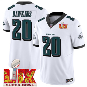 Men's Philadelphia Eagles Super Bowl LIX Patch Vapor Limited Jersey - All Stitched  Brian Dawkins