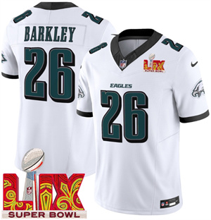 Men's Philadelphia Eagles Super Bowl LIX Patch Vapor Limited Jersey - All Stitched  Saquon Barkley