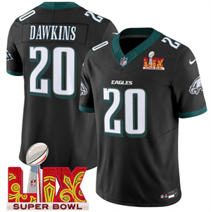 Men's Philadelphia Eagles Super Bowl LIX Patch Vapor Limited Jersey - All Stitched Brian Dawkins