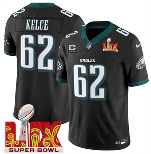 Men's Philadelphia Eagles Super Bowl LIX Patch Vapor Limited Jersey - All Stitched Jason Kelce