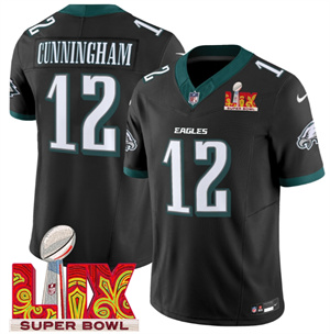Men's Philadelphia Eagles Super Bowl LIX Patch Vapor Limited Jersey - All Stitched Randall Cunningham