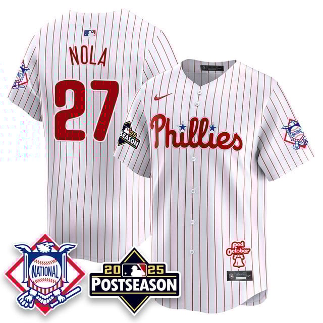Men's Philadelphia Phillies 2025 Postseason Jersey #27 Aaron Nola