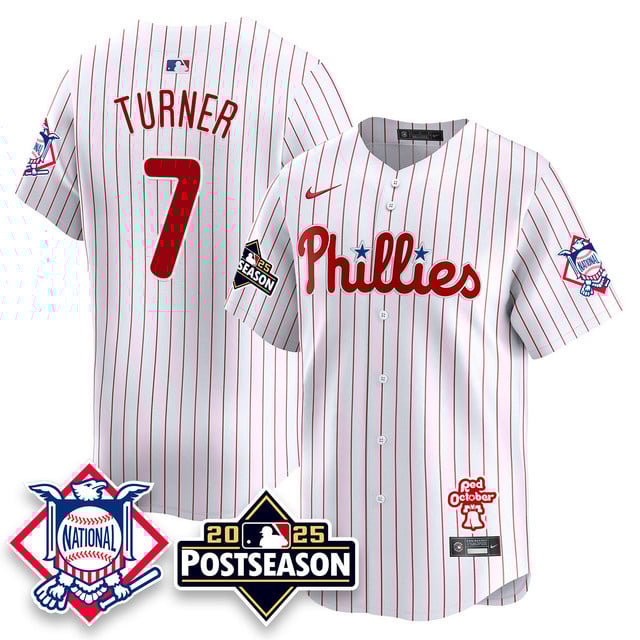 Men's Philadelphia Phillies 2025 Postseason Jersey #7 Trea Turner