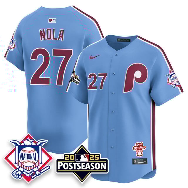 Men's Philadelphia Phillies 2025 Postseason Jersey blue #27 Aaron Nola