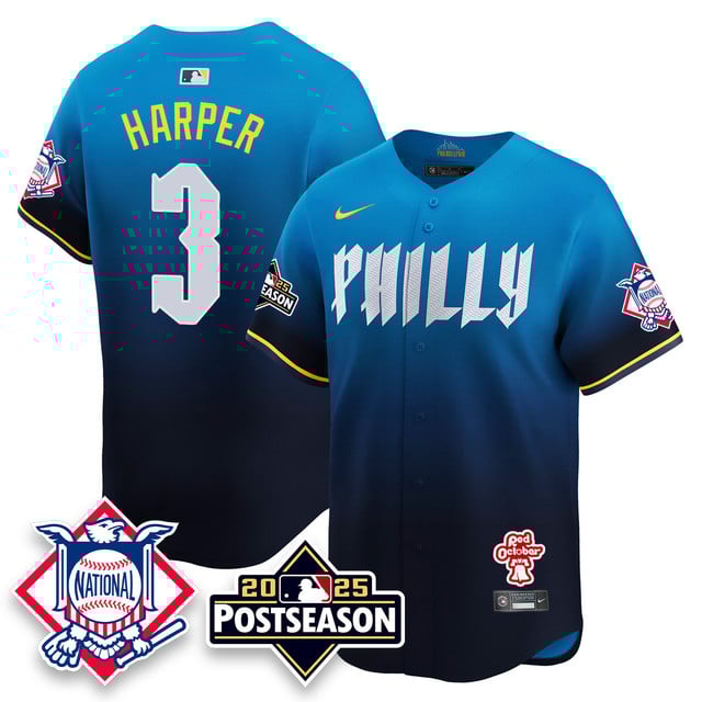 Men's Philadelphia Phillies 2025 Postseason Jersey city connect #3 Bryce Harper