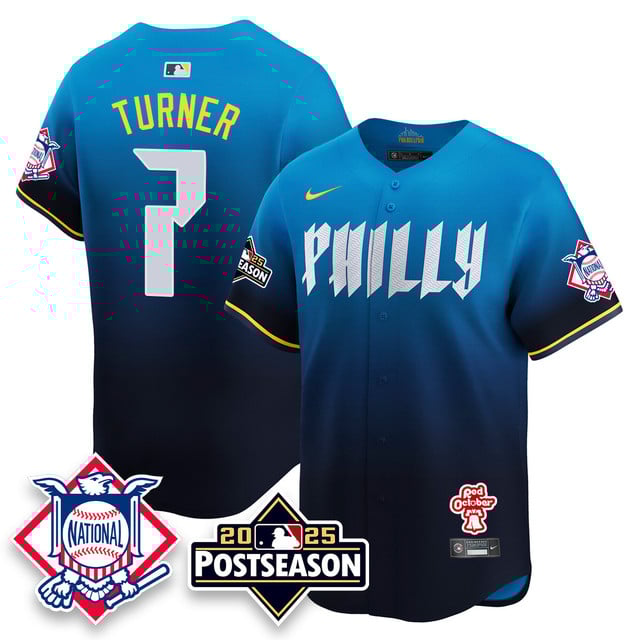 Men's Philadelphia Phillies 2025 Postseason Jersey city connect #7 Trea Turner