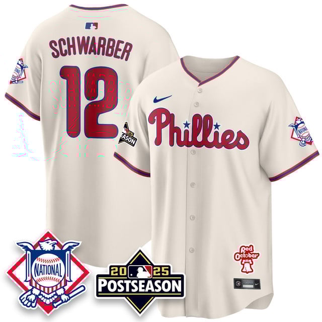 Men's Philadelphia Phillies 2025 Postseason Jersey cream #12 Kyle Schwarber